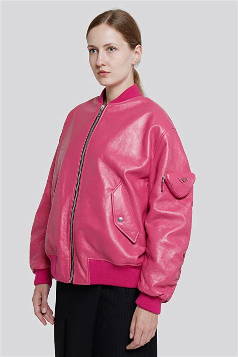 prada leather down jacket|pink prada bomber jacket.